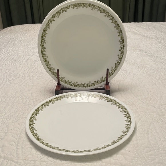 Set of 4 Vintage CORELLE 70’s Pattern Spring Blossom Dinner Plates White & Green - Picture 9 of 9
